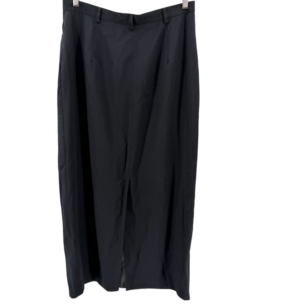Vintage 90s Hunt Club Minimalist Black Preppy Back Slit Pencil Maxi Skirt