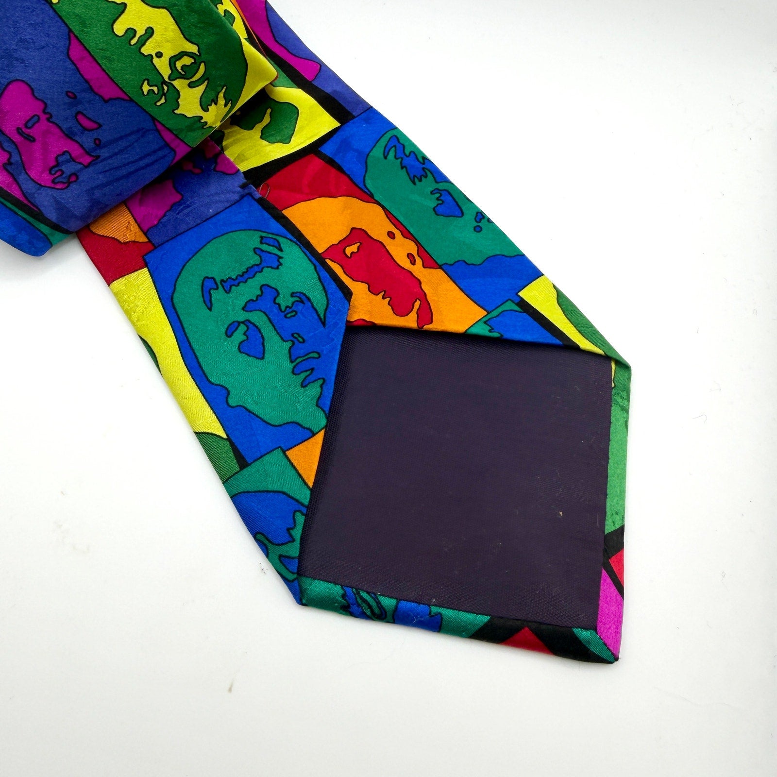 Vintage 90s Beatles Warhol Avedon Silk Psychedelic Pop Art Necktie