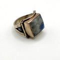 Vintage 90s Yuma Blue Moonstone Sterling Silver Stamped Boho Statement Ring