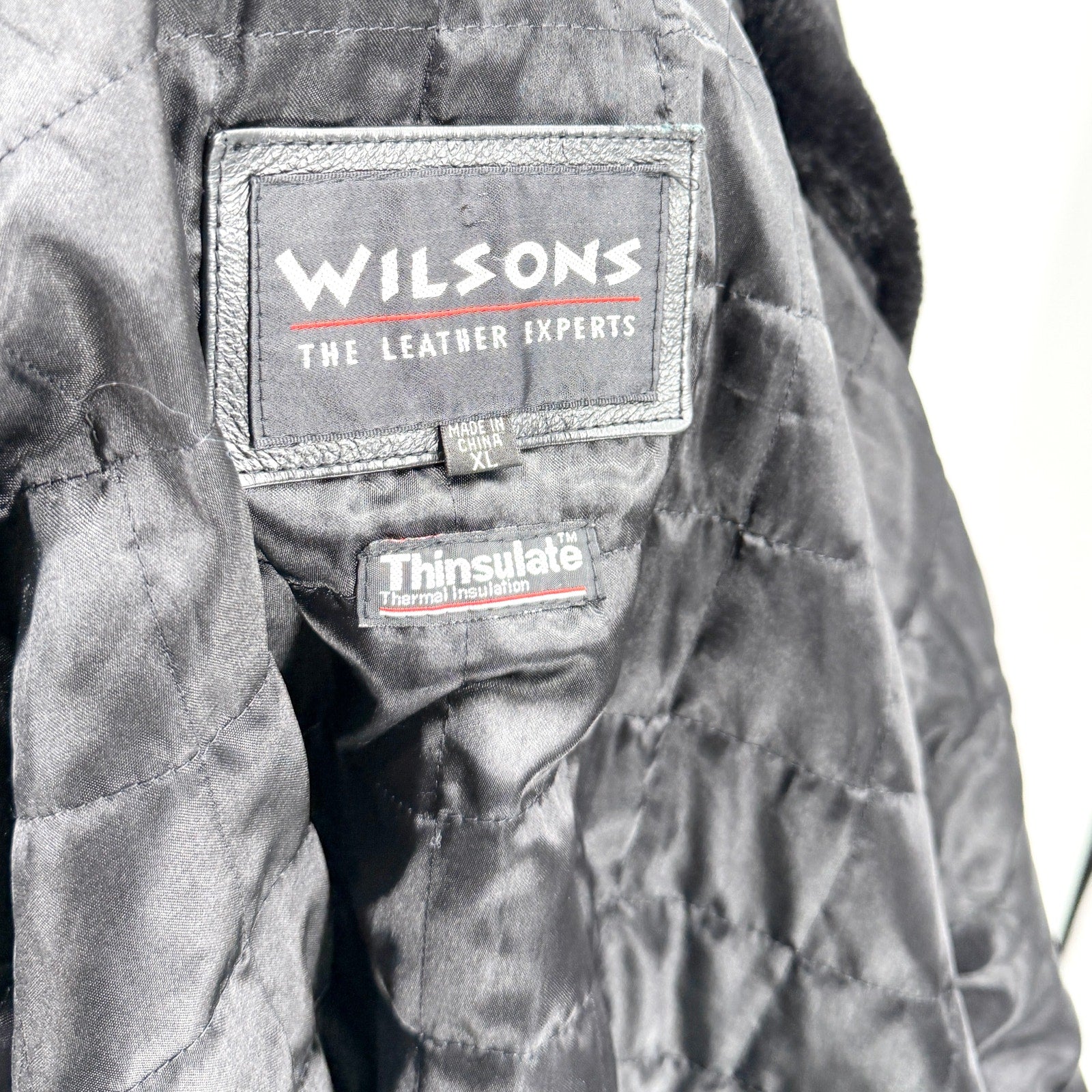 Vintage 90s Wilsons Genuine Leather Faux Fur Hooded Winter Parka Coat