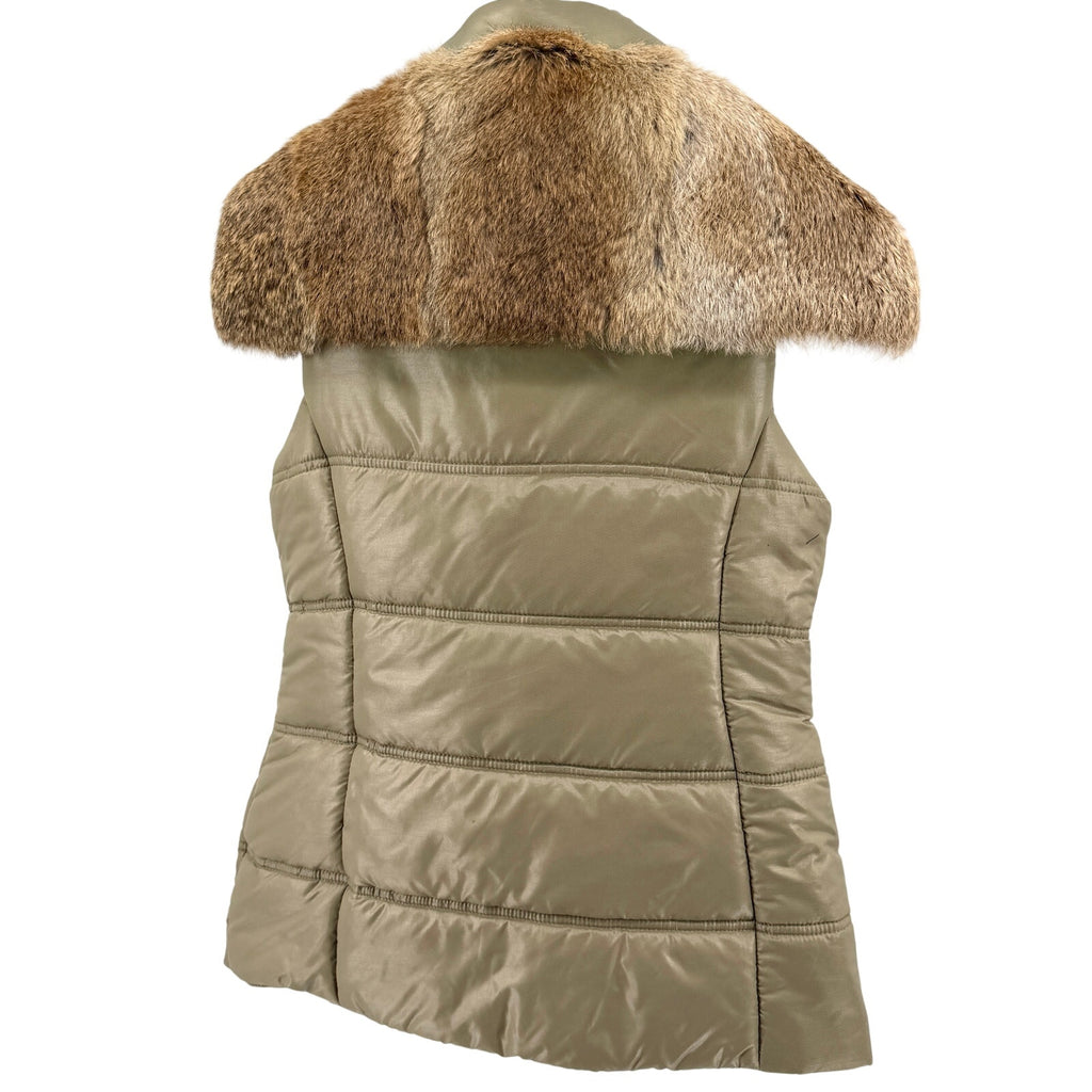 Vintage Y2K Daslu Olive Rabbit Fur Collar Puffer Vest