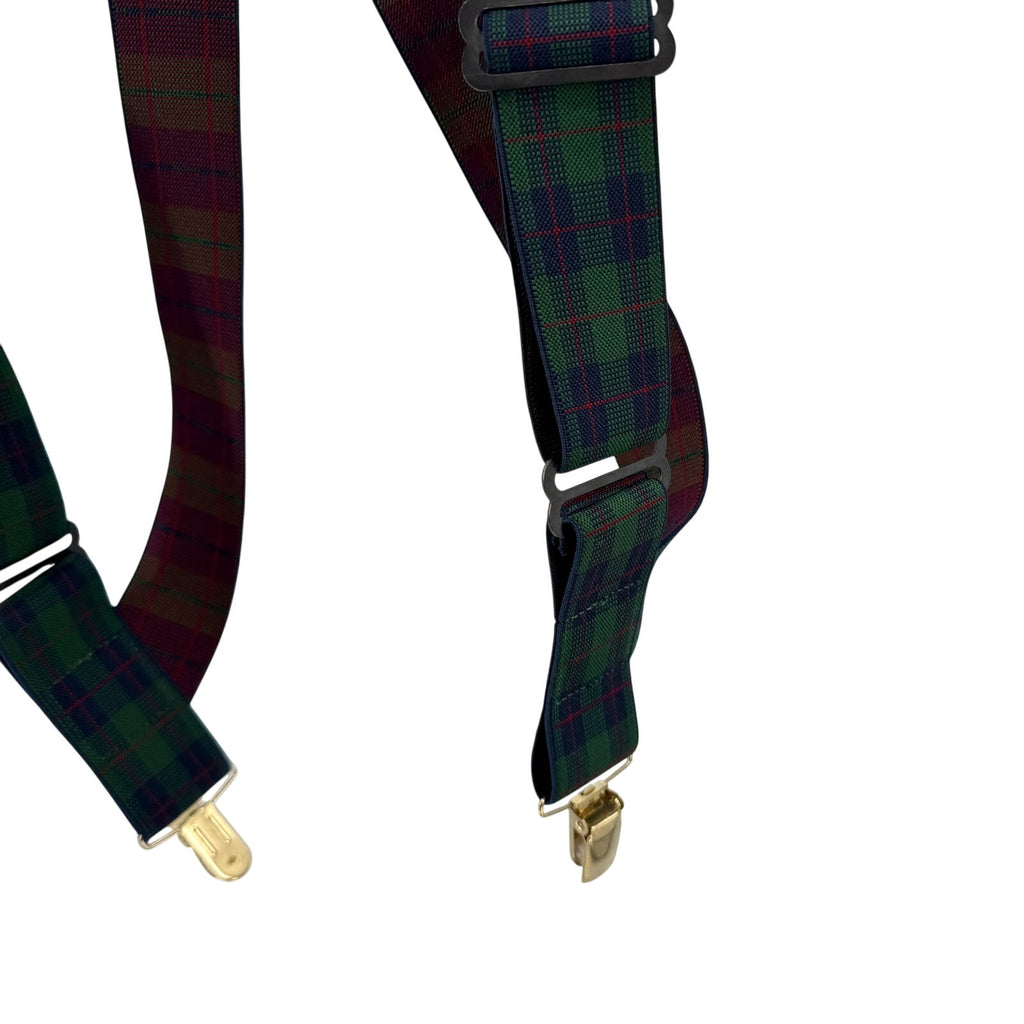 Duluth Trading Company Blue Green Tartan Plaid Adjustable Suspenders