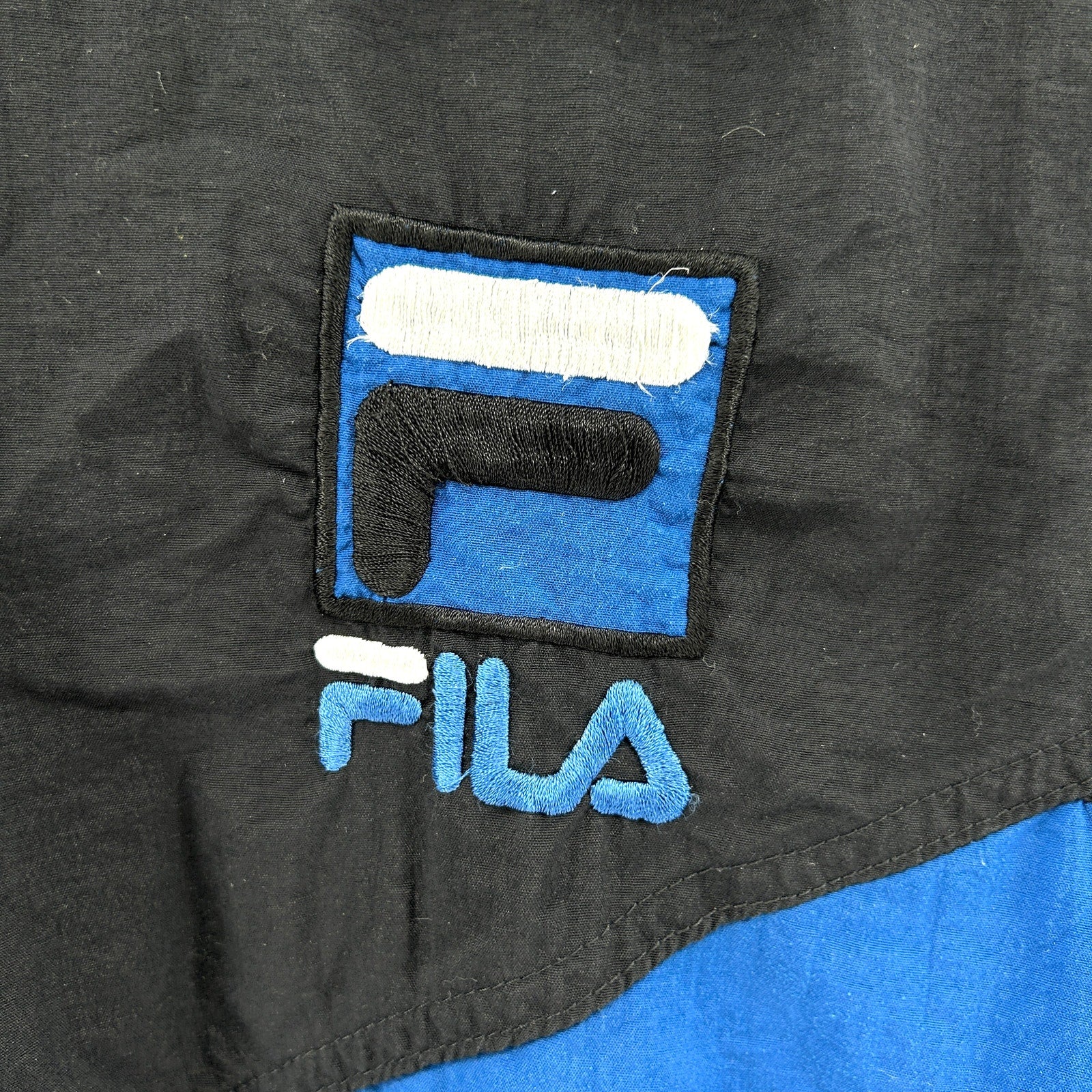 Vintage 90s Fila Black Blue White Colorblock Track Jacket