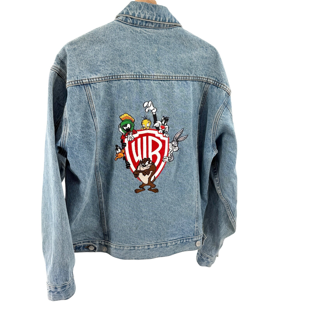 Vintage 90s Warner Bros Looney Tunes Blue Denim Trucker Jacket