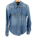 Seven For All Mankind Blue 100% Cotton Western Snap Roll Tab Chambray Shirt