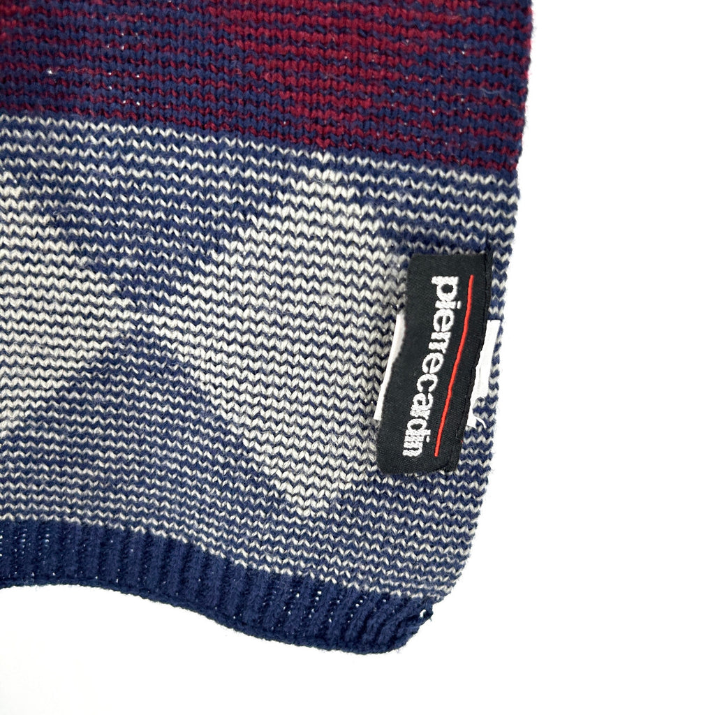 Vintage 90s Pierre Cardin Navy Argyle Knit Scarf