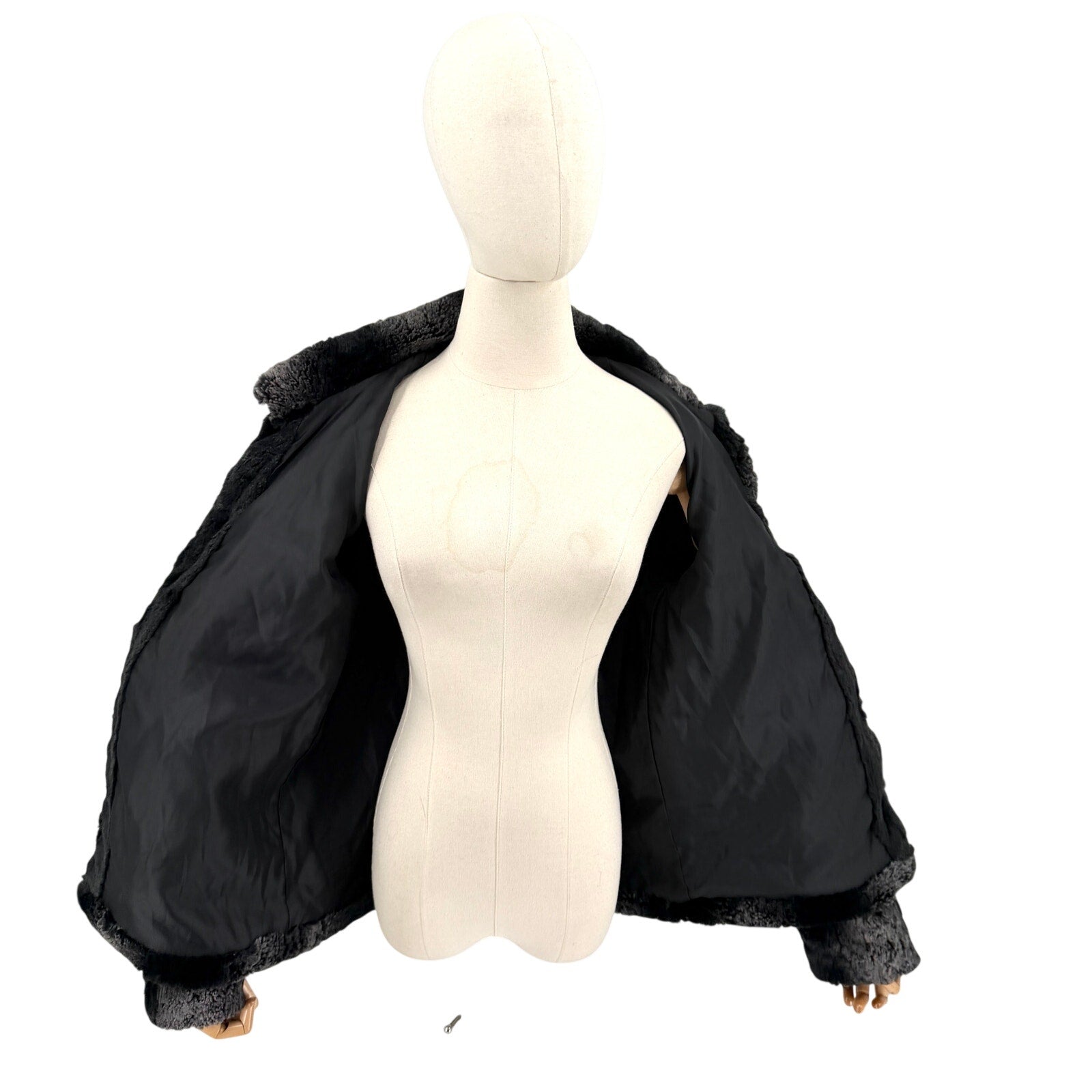 Betsey Johnson Black Gray Soft Shaggy Glam Coat Faux Fur Jacket