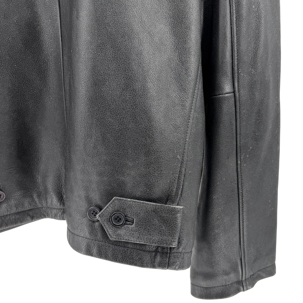 Vintage 90s Planet Hollywood Black Genuine Leather Columbus Bomber Jacket