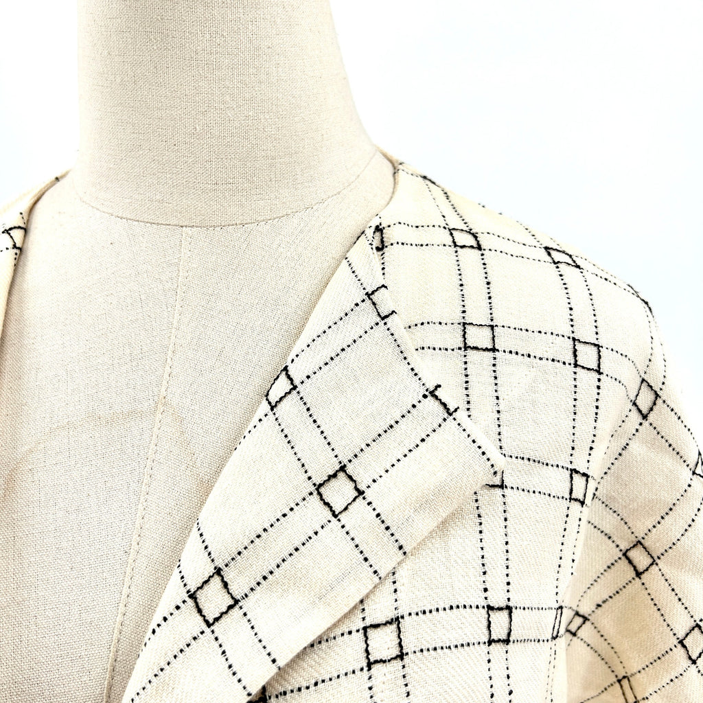 Vintage Jerry Giardelli Cream Black Geometric Open Front Jacket