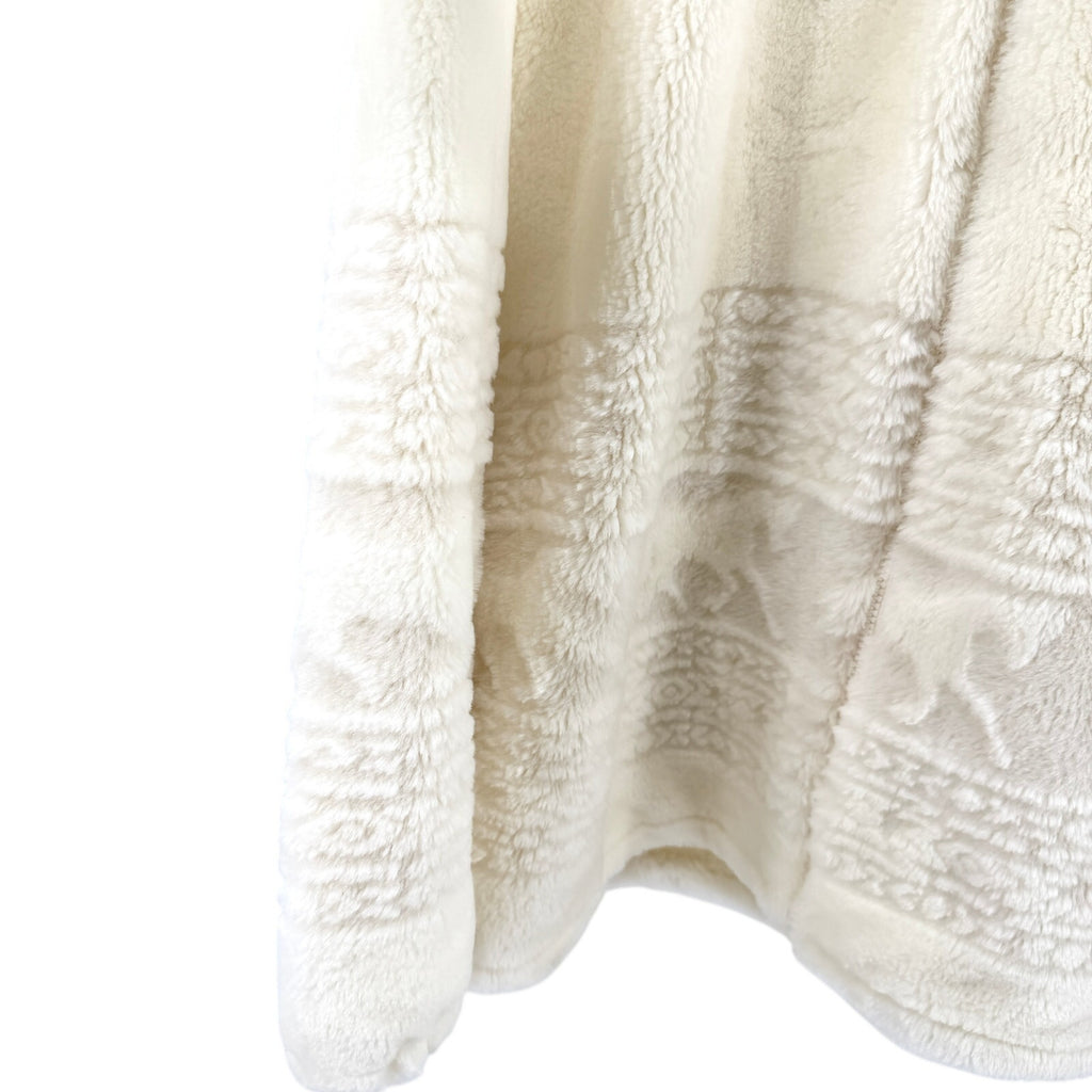 Vintage 90s Coastlines Cream Faux Fur Fair Isle Sheared Horse Zip Up Jacket