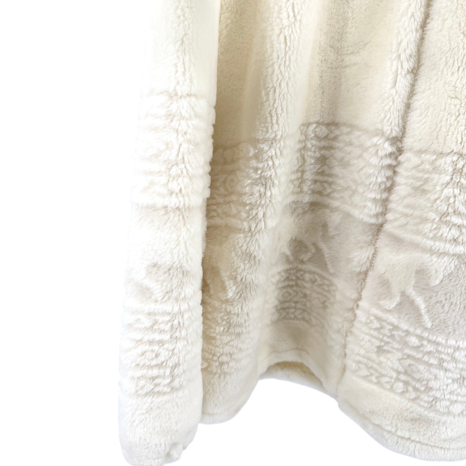 Vintage 90s Coastlines Cream Faux Fur Fair Isle Sheared Horse Zip Up Jacket