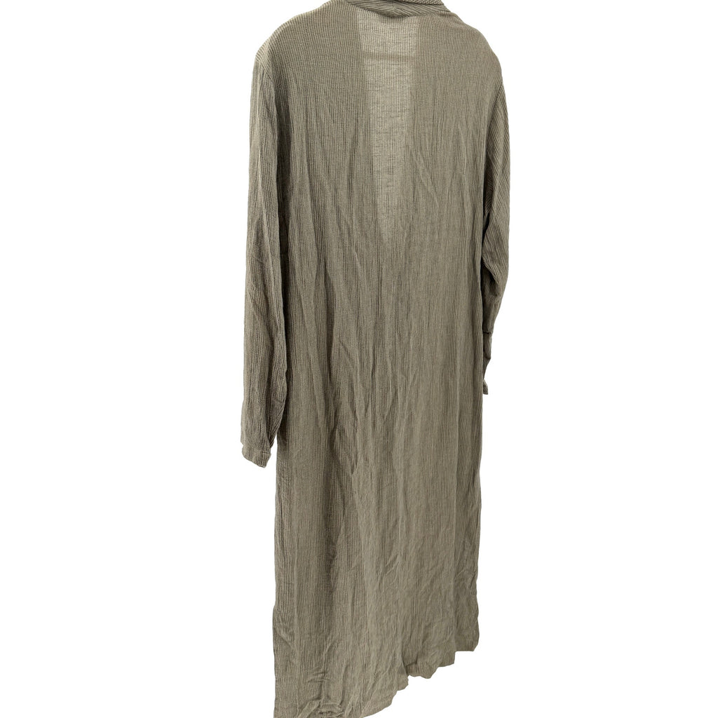 Vintage 80s Pebble Rayon Sage Green Striped Iridescent Button Duster Jacket