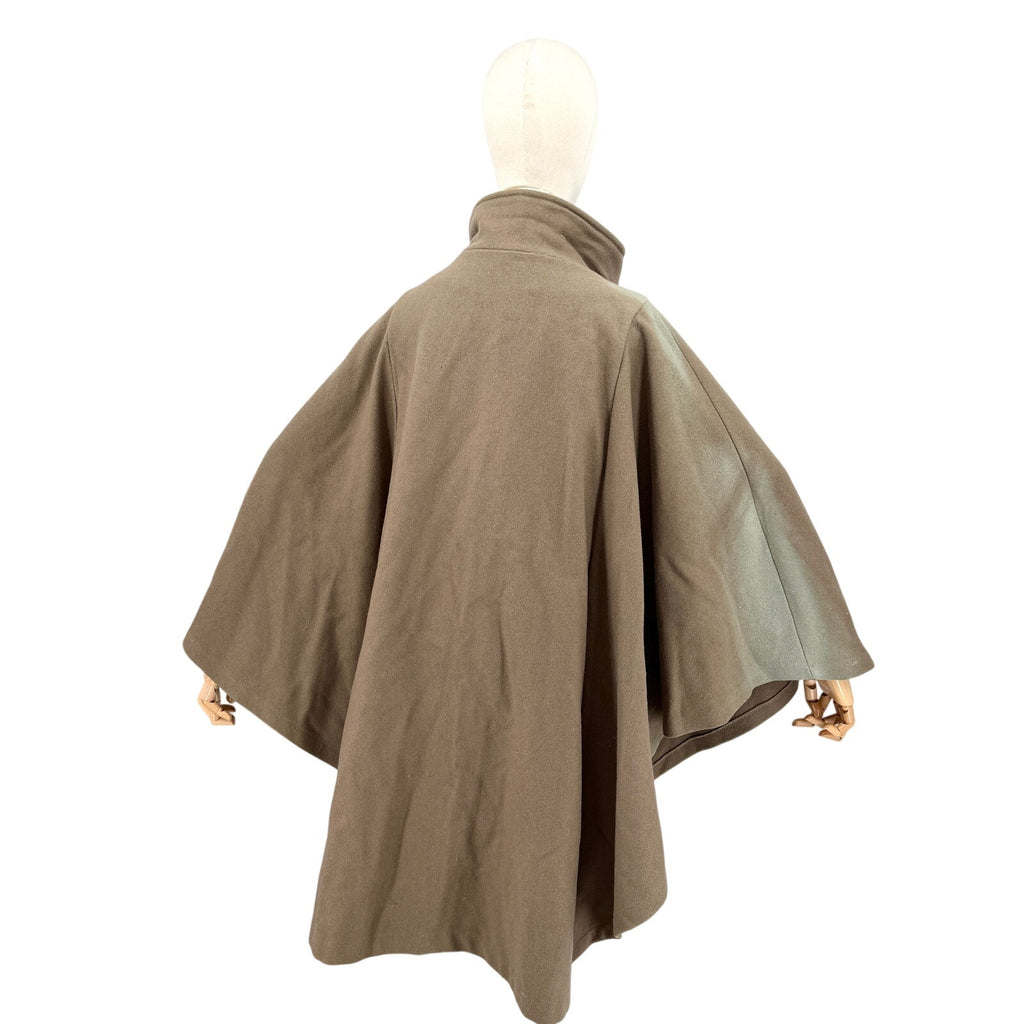 Vintage 70s Brown 100% Wool Oversized Cape