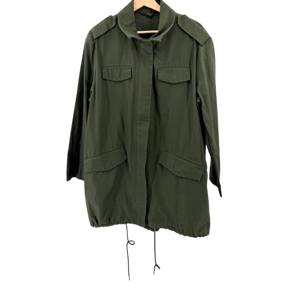 Custom Army Green I Do Care Stencil Slogan Utility Jacket