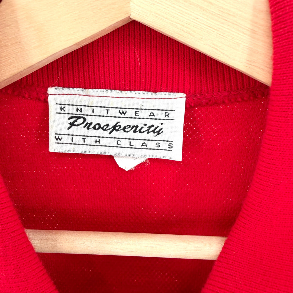 Vintage 90s Prosperity Red Navy White Flag Star Full Zip Cardigan