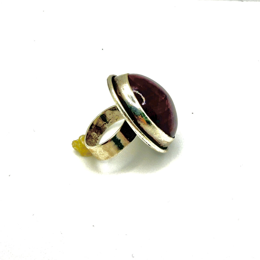 Vintage 90s Sterling Silver Large Oval Star Ruby Cabochon Statement Ring