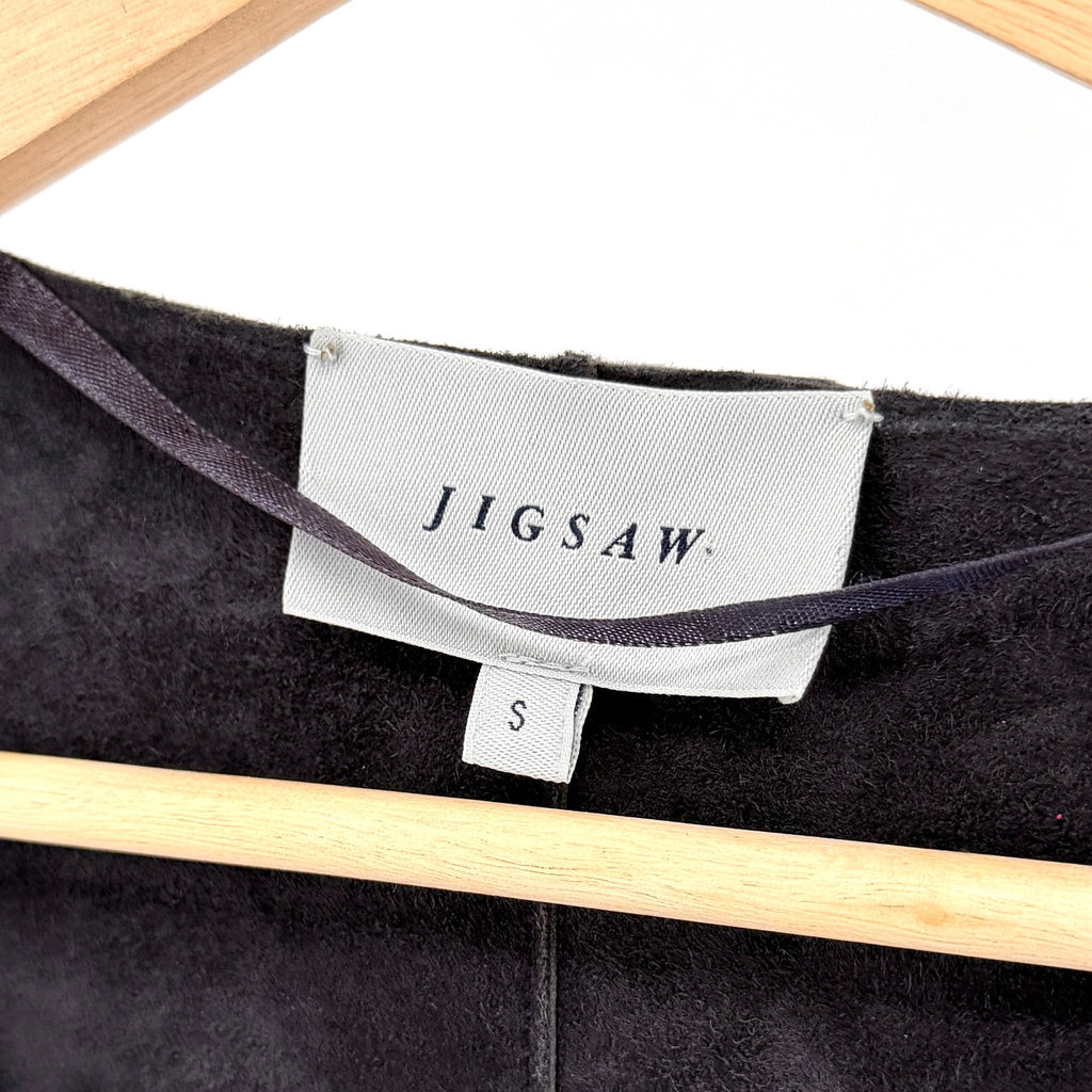 Jigsaw Gray Dark Charcoal Reversible Genuine Suede Fringe Jacket