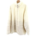 Vintage 90s Coastlines Cream Faux Fur Fair Isle Sheared Horse Zip Up Jacket