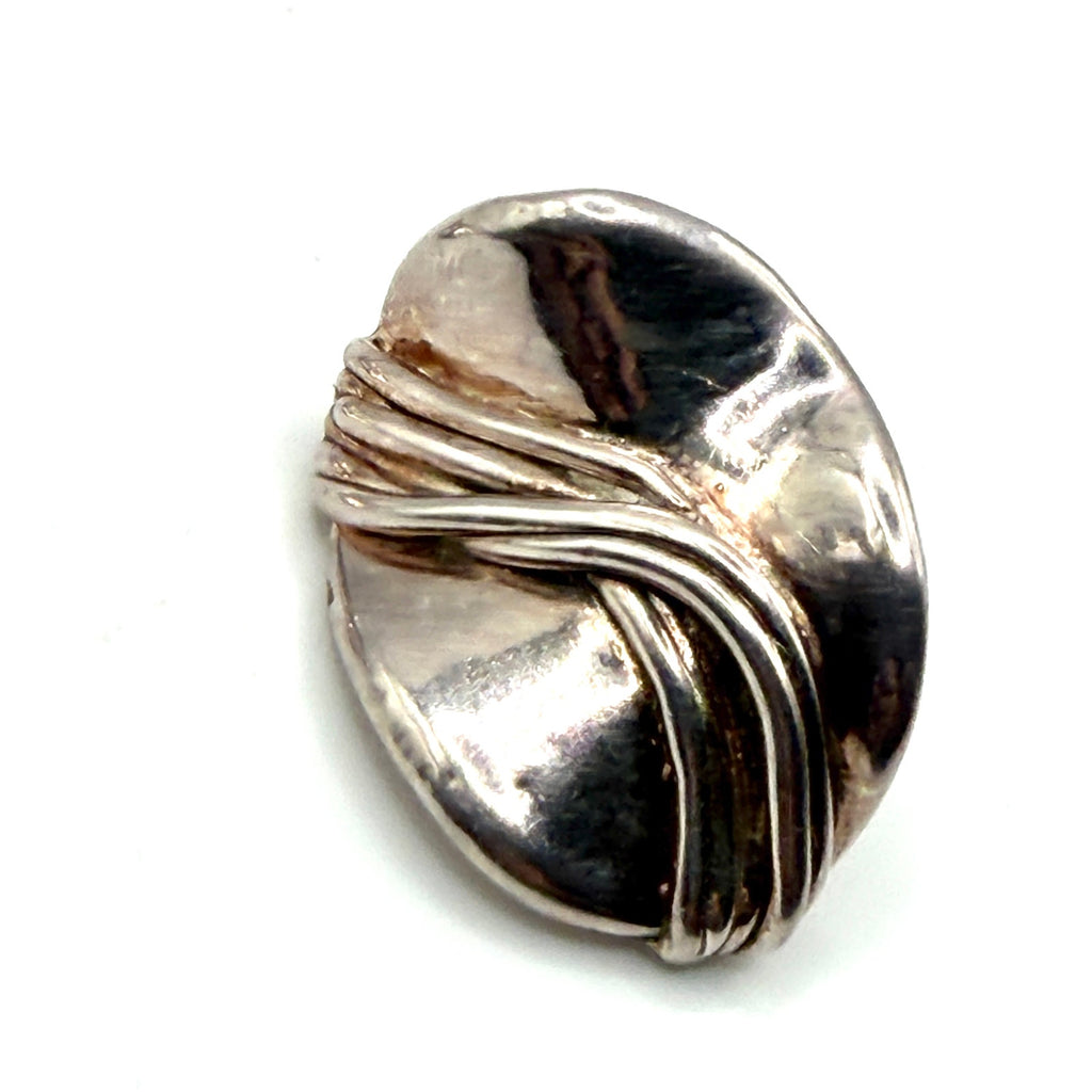 Vintage 80s Israel Sterling Silver Modernist Wavy Abstract Omega Back Earrings