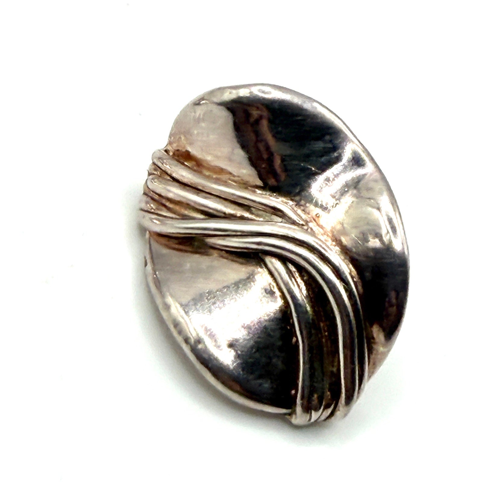 Vintage 80s Israel Sterling Silver Modernist Wavy Abstract Omega Back Earrings