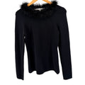 Vintage Y2K Max Studio Black Whimsigoth Genuine Feather Collar Ribbed Sweater