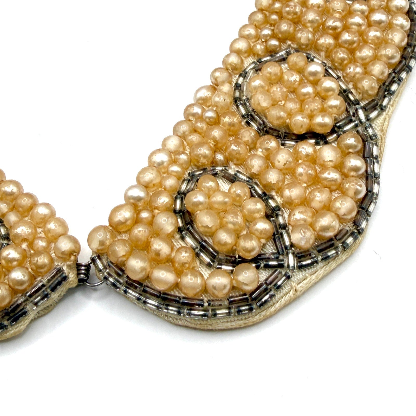 Vintage 50s Unbranded Cream Faux Pearl Coquette Detachable Collar Necklace