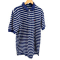 Vintage 90s Polo Ralph Lauren Navy Blue White Striped 100% Cotton Polo Shirt