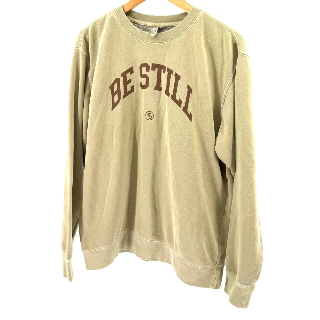 Independent Trading Company Beige Brown Be Still Graphic Crewneck Sweatshirt