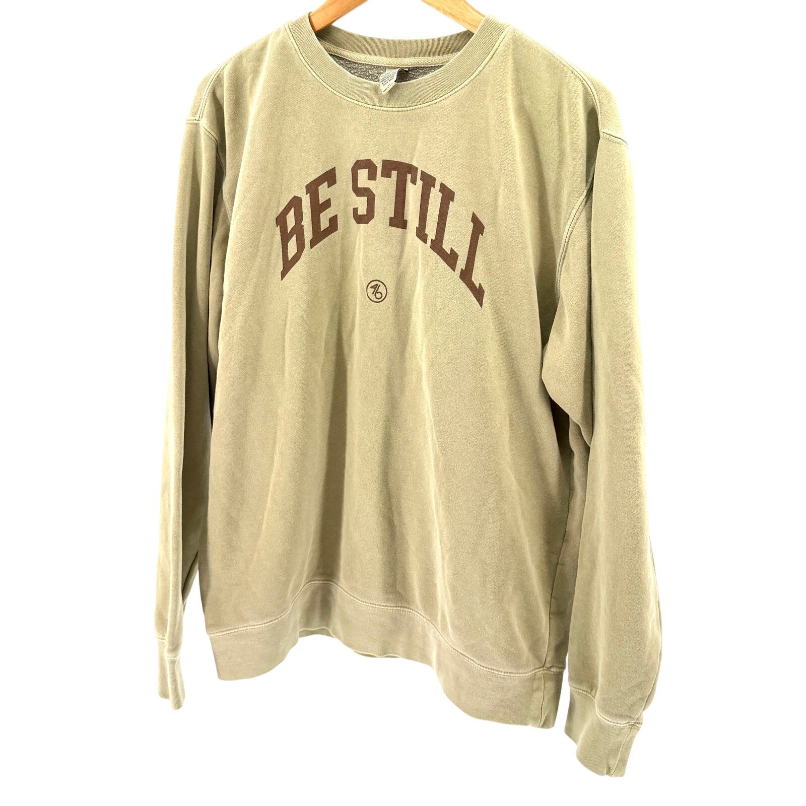 Independent Trading Company Beige Brown Be Still Graphic Crewneck Sweatshirt