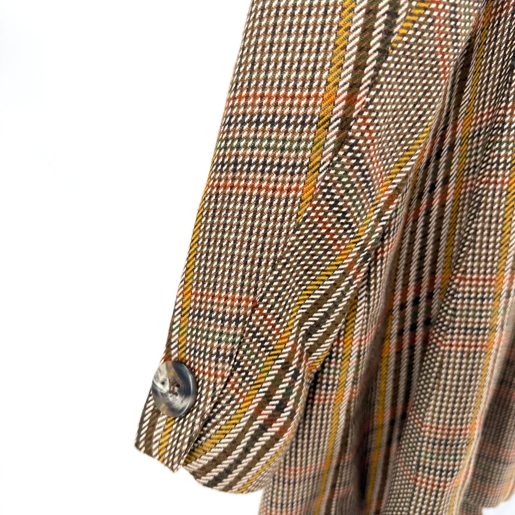 Vintage 90s Hugo Buscati Milano Brown Mustard Plaid Blazer