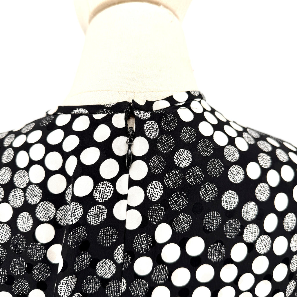 Lihli at Saks Fifth Avenue Black and White Polka Dot 100% Silk Dress