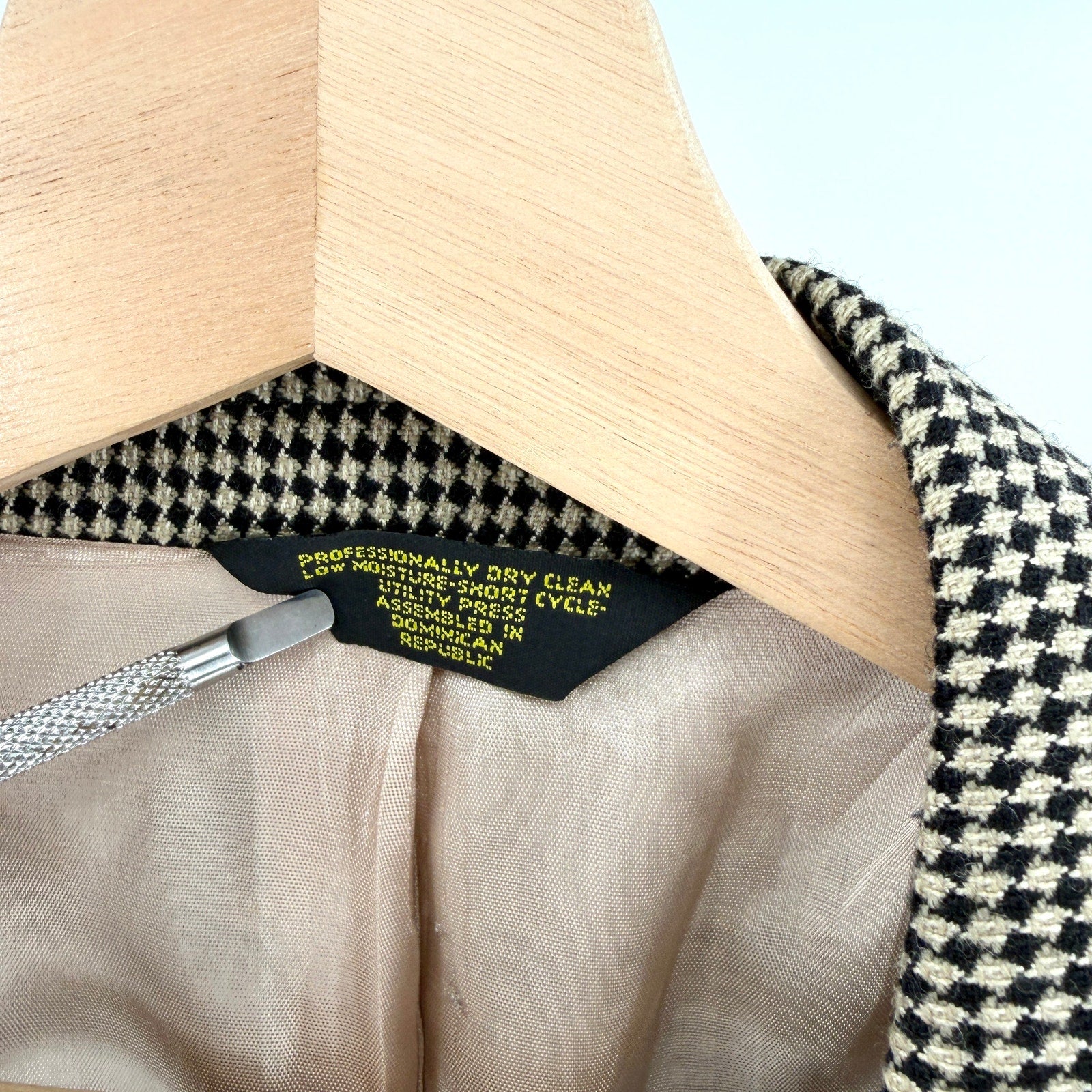 Vintage 90s J Riggins Beige Black Double Breasted Menswear Blazer Jacket