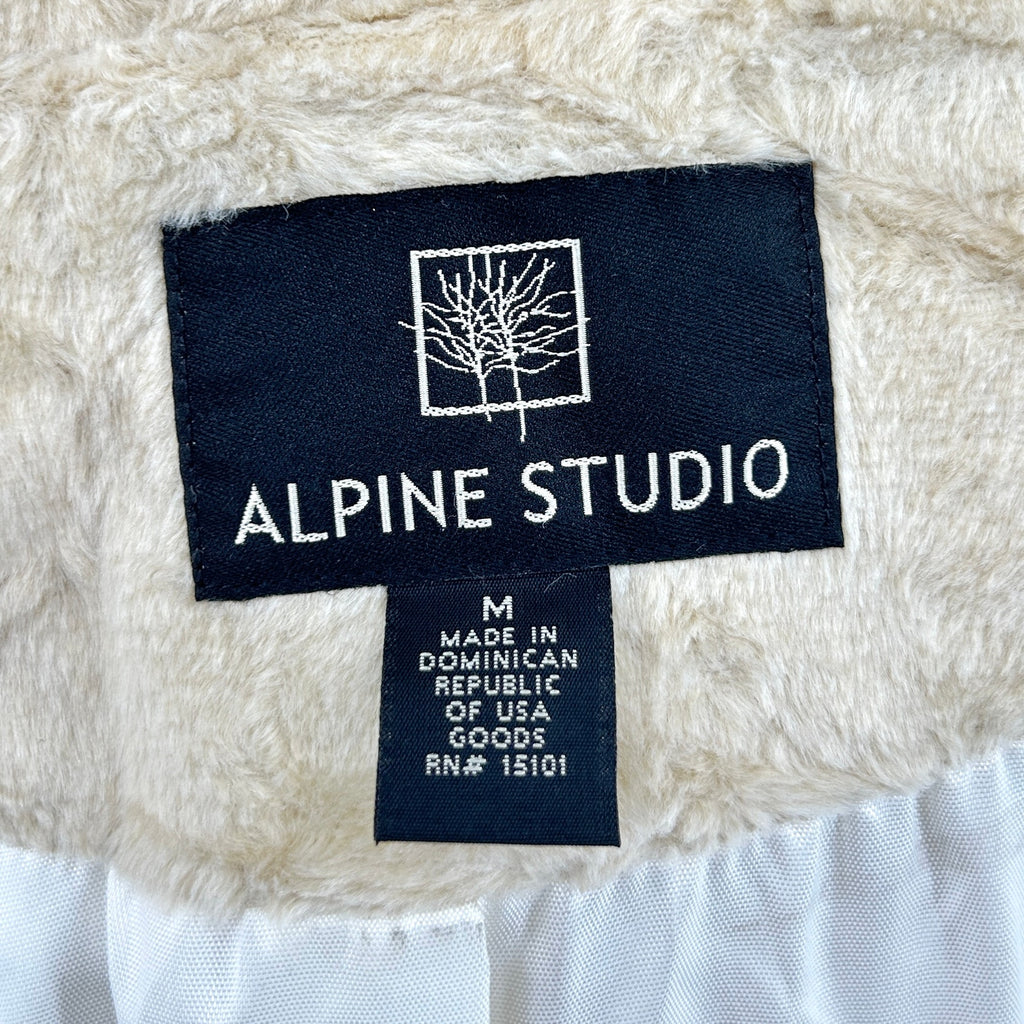 Vintage 90s Alpine Studio Cream Faux Fur Longline Winter Coat