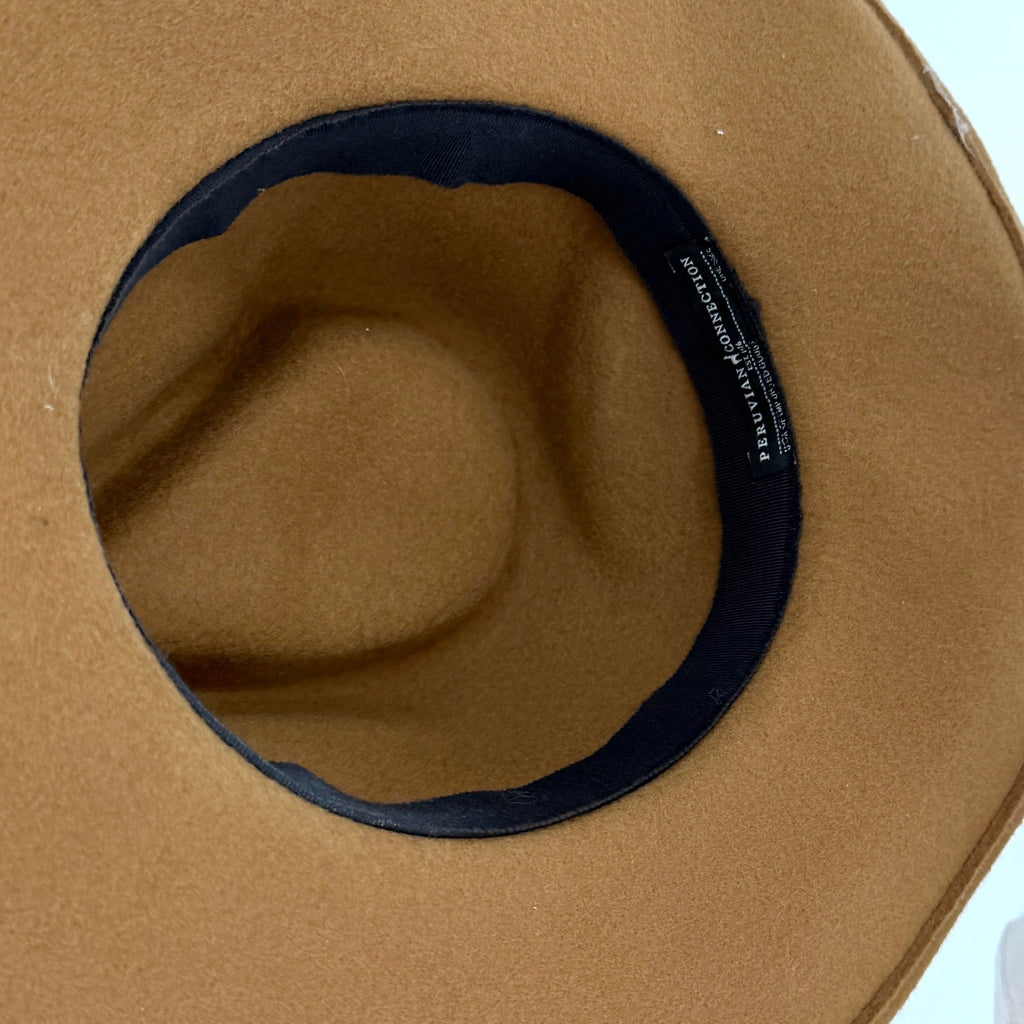 Vintage Y2k Peruvian Connection Warm Brown Wool Western Silver Concho Cowboy Hat