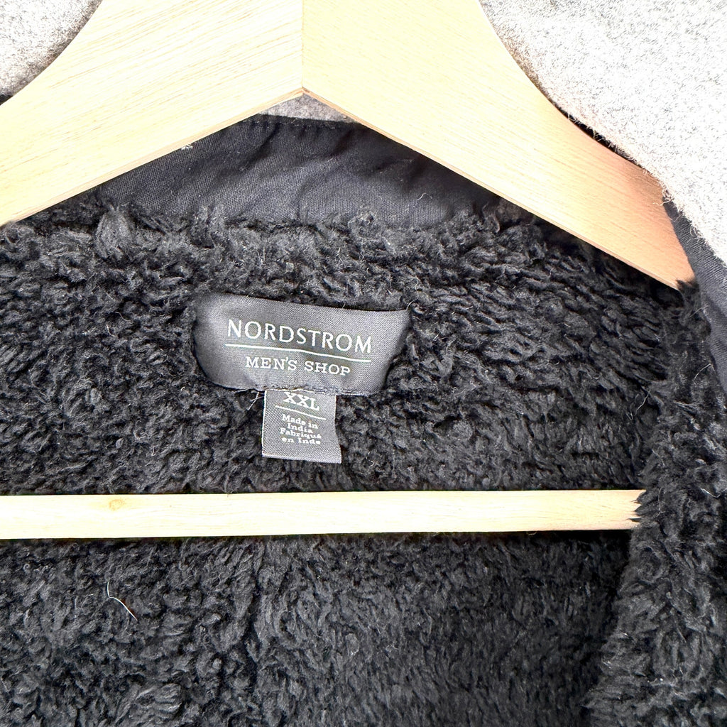Nordstrom Gray Utility Minimalist Fleece Lined Button Front Shirt Jacket