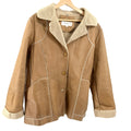 Vintage 90s Jones New York Sport Tan GenuineLeather Shearling Coat