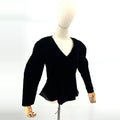 Vintage 80s Black Velvet Puff Sleeve Romantic Goth Evening Blouse