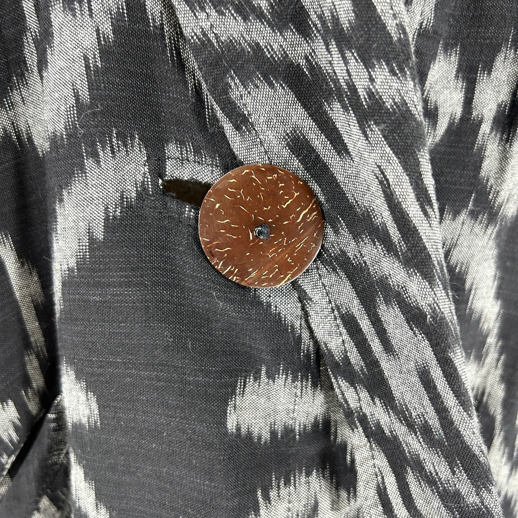 Vintage 90s Nadya Black Gray Ikat Reversible Asymmetrical Jacket
