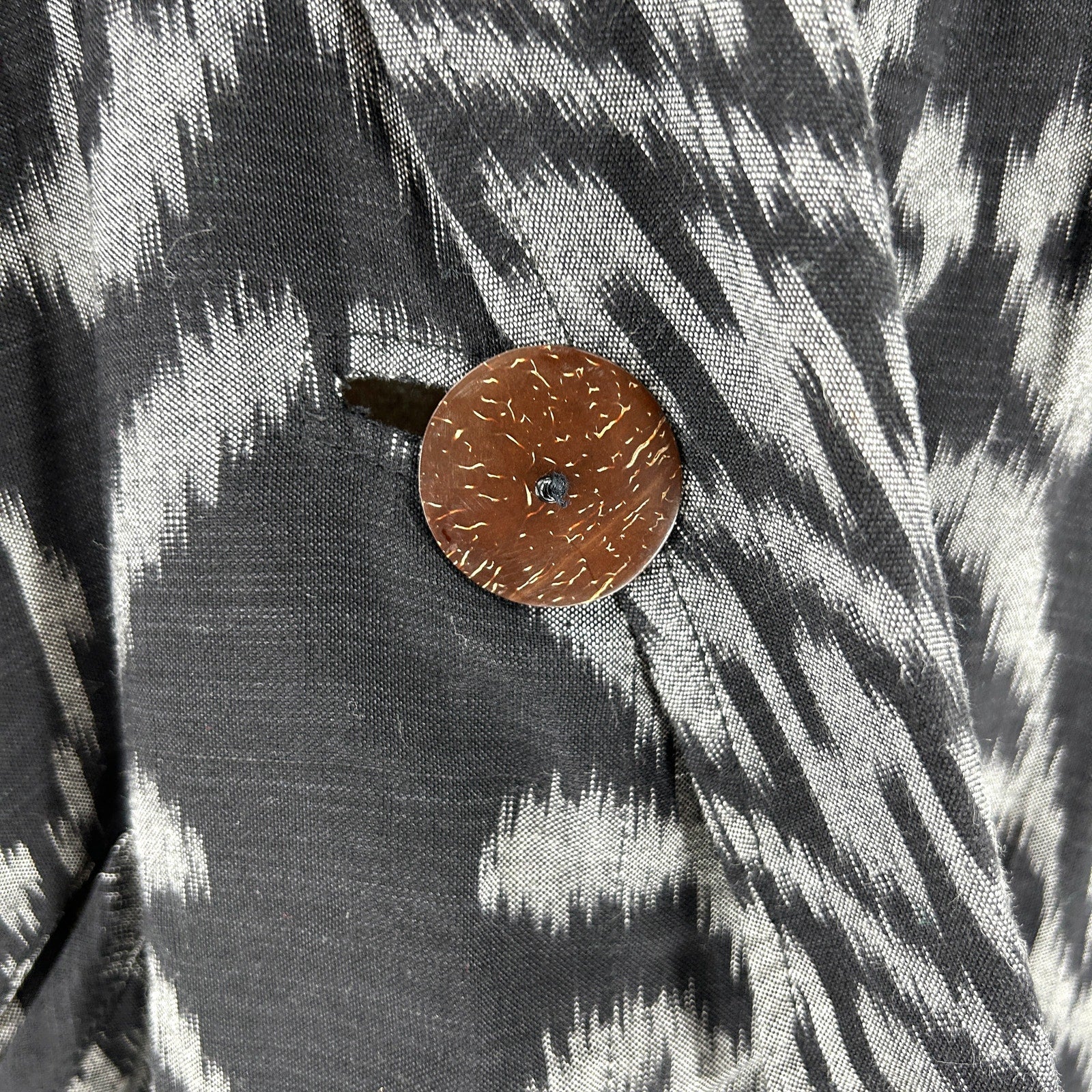 Vintage 90s Nadya Black Gray Ikat Reversible Asymmetrical Jacket