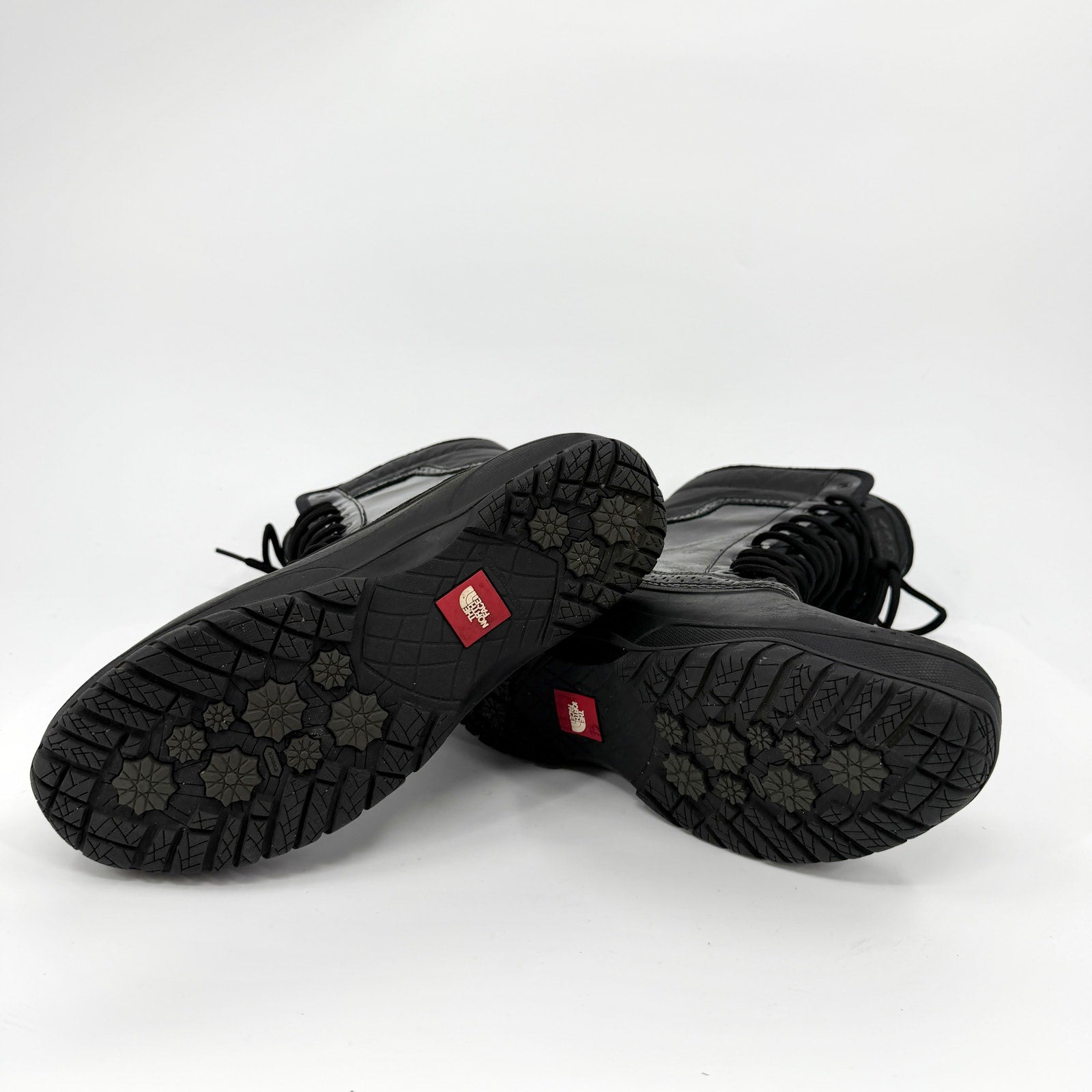 The North Face Black Patent Trim Waterproof Lace Up Snow Boots