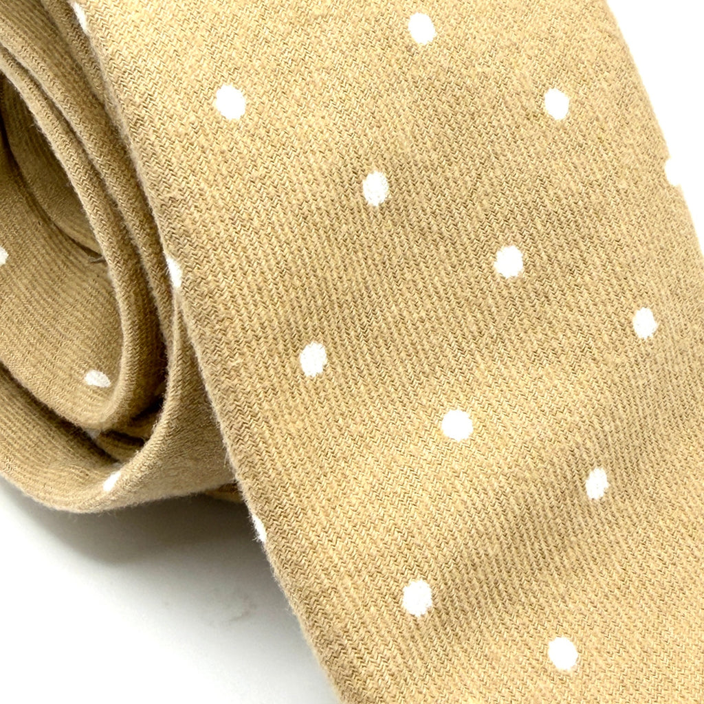 Jack Sartori Italia 100% Cotton Tan Polka Dot Necktie