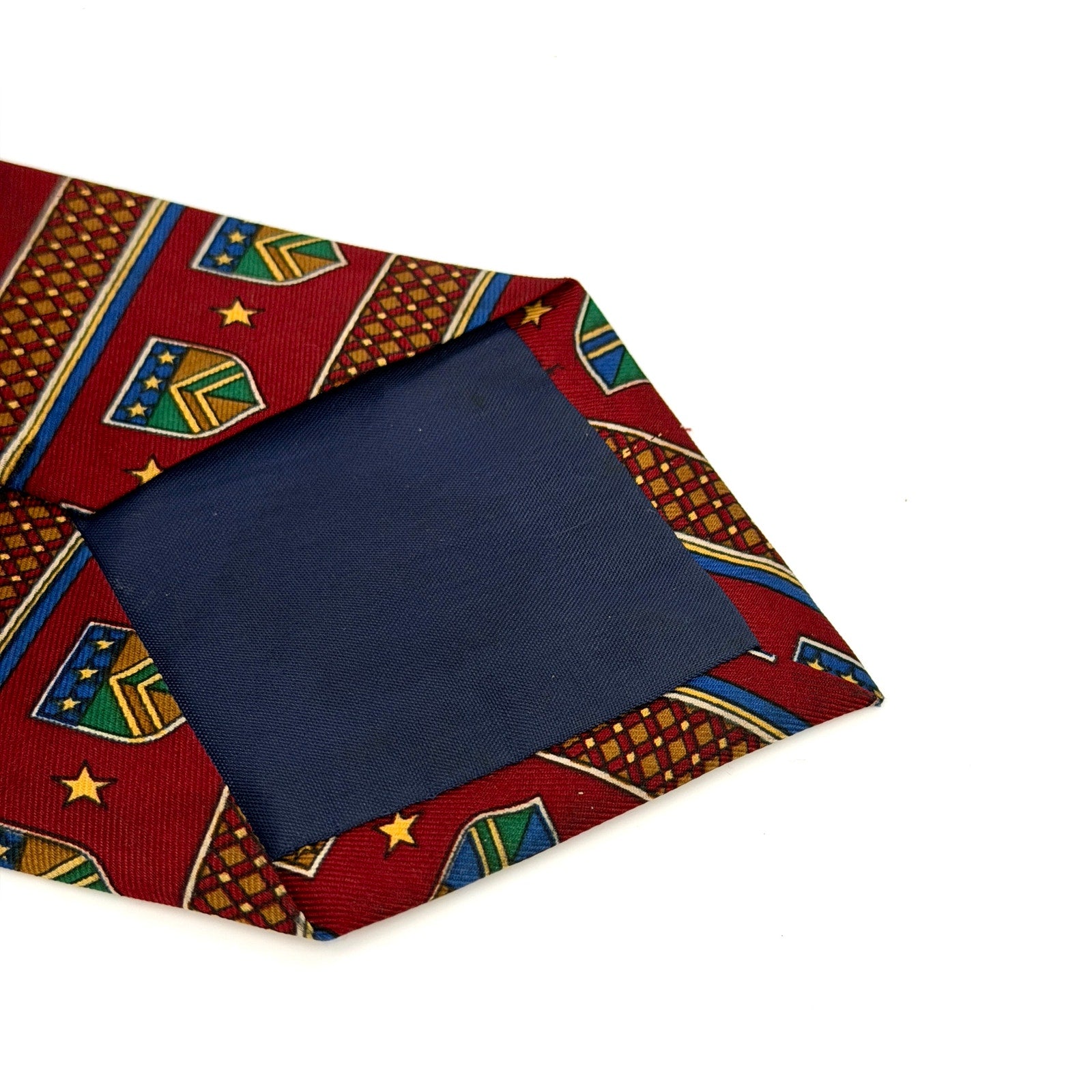 Vintage 90s Tommy Hilfiger Red Crest Stars Heraldic Preppy Necktie