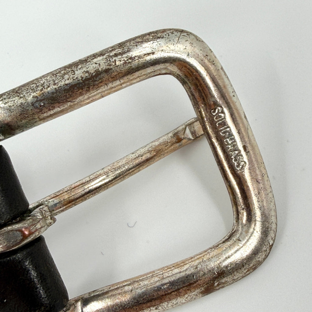Vintage Y2K Polo Ralph Lauren Black Genuine Leather Solid Brass Buckle Belt