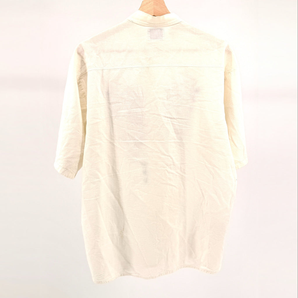 Vintage 80s Ayme Off White 100% Cotton Embroidered Short Sleeve Shirt