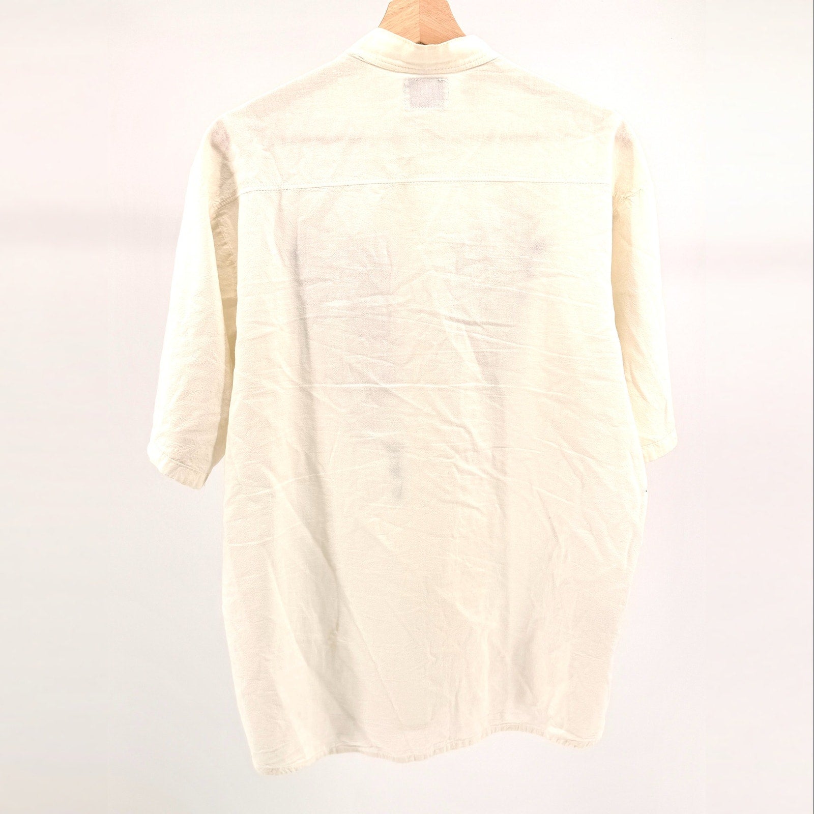 Vintage 80s Ayme Off White 100% Cotton Embroidered Short Sleeve Shirt