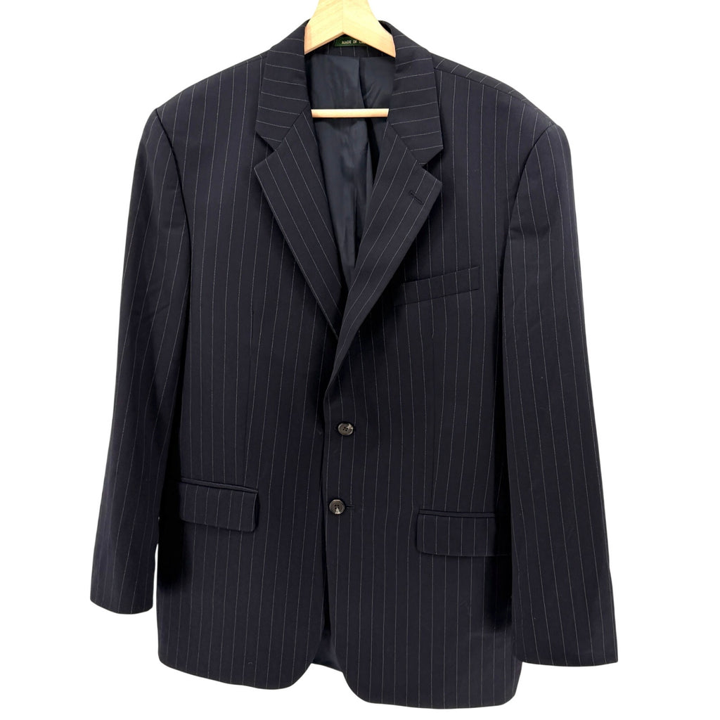 Vintage 90s Lauren Ralph Lauren Navy Blue 100% Wool Pinstripe Blazer