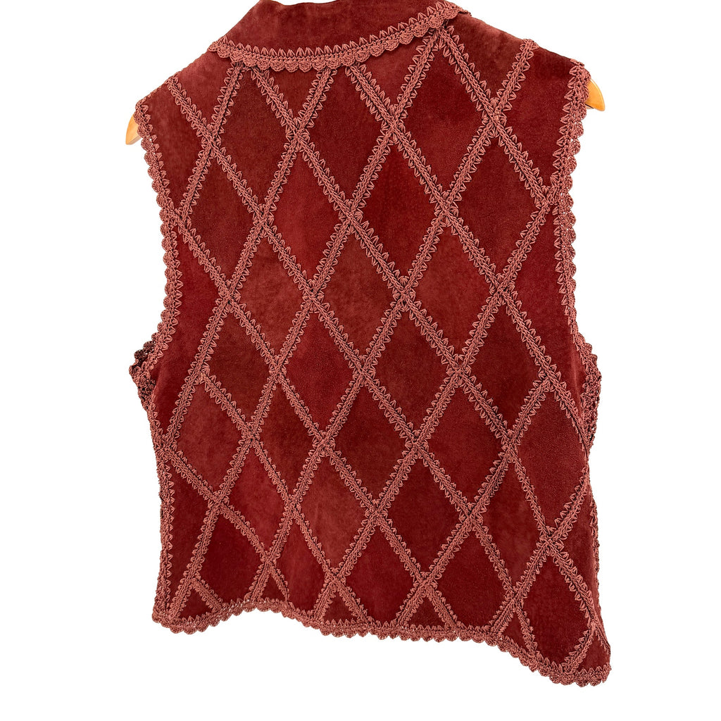 Vintage 90s Double D Ranchwear Maroon Genuine Suede Concho Button Vest