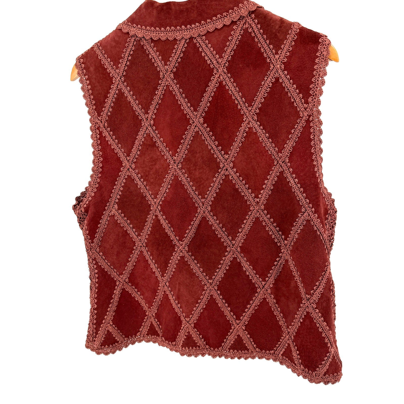 Vintage 90s Double D Ranchwear Maroon Genuine Suede Concho Button Vest