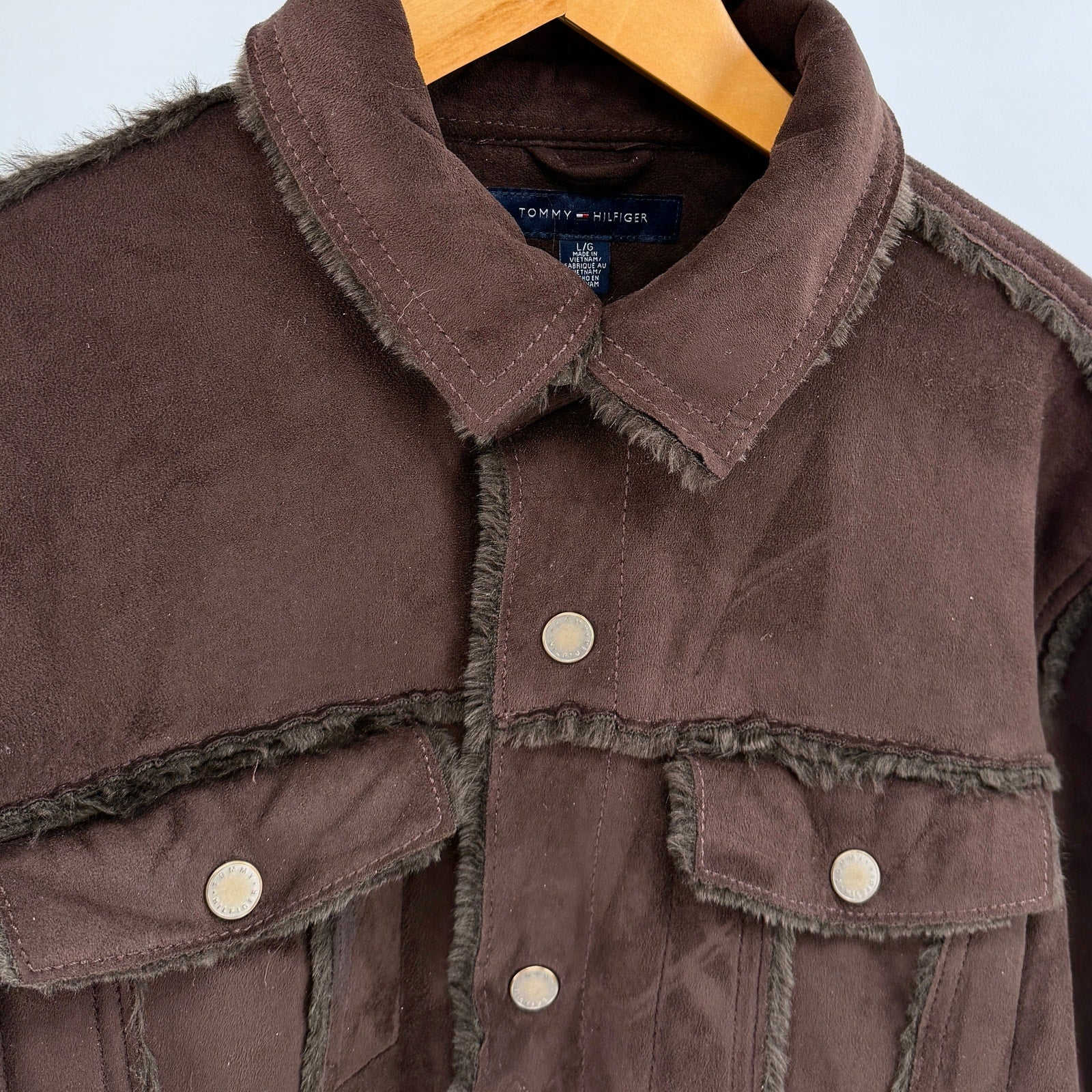 Tommy Hilfiger Chocolate Brown Faux Shearling Trucker Jacket