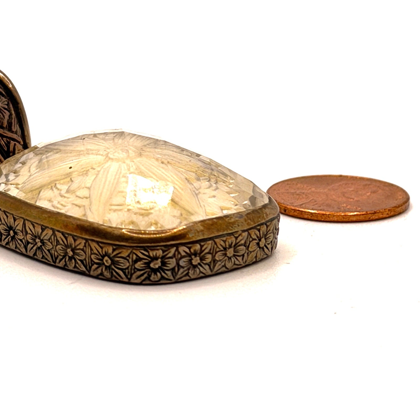 Vintage 90s Stephen Dweck Yellow Cut Glass Intaglio Enhancer Pendant